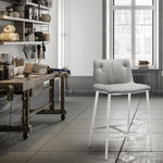 Luxury fabric bar stool with elegant metal legs, kitchen stool without armrests