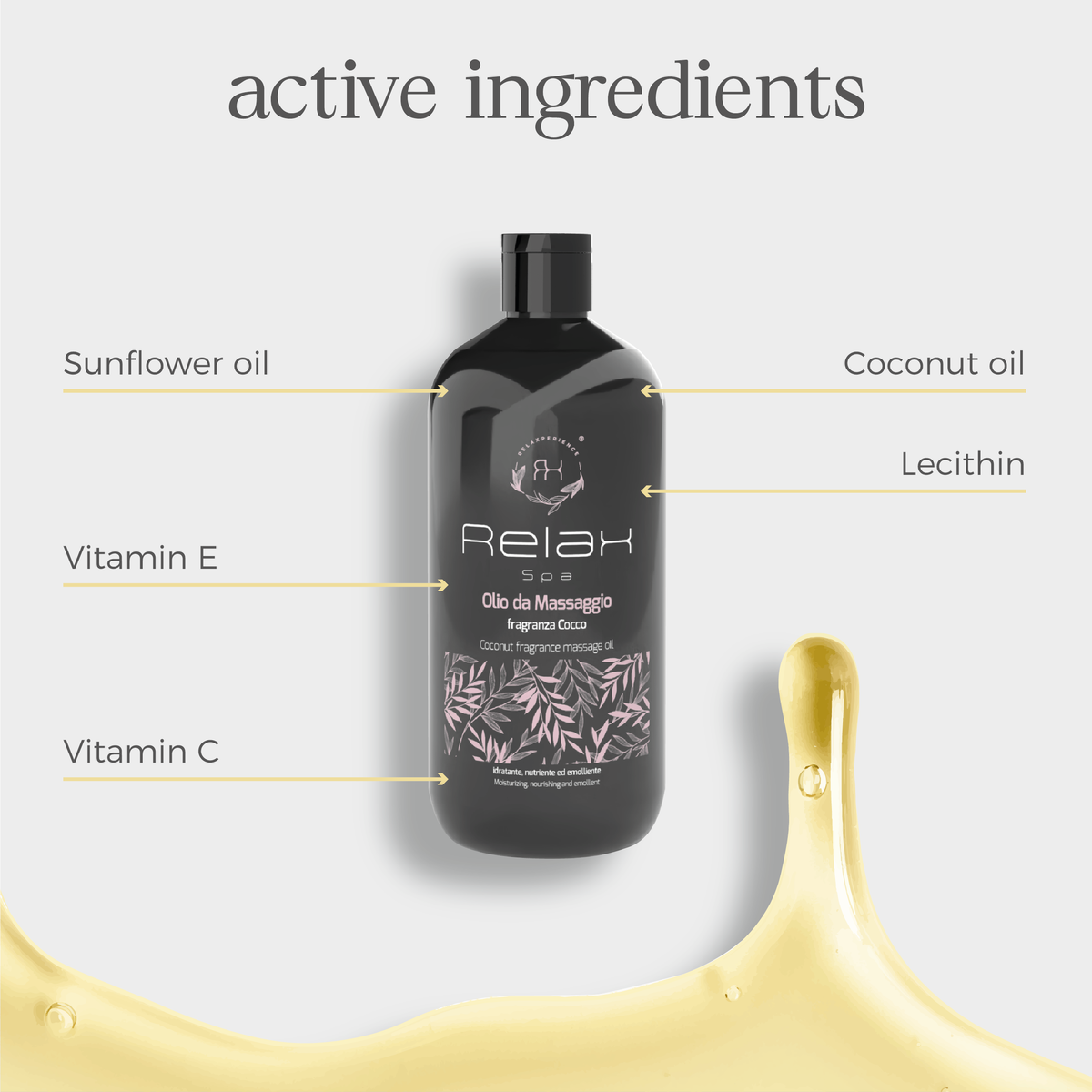 RELAX Private Label Kokosolie Massageolie 5000ml | OEM/ODM professional Lichaams oil Spa Salon Aanbod made in Italy