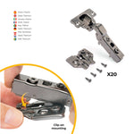 Emuca Spanje Model 1011452 set of 20X91 Titanium Stalen Elleboog Hinges Soft close With Schroef-On Inzetpcken height 0
