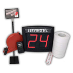 Queue Management System LED-Display with stand, wireless LCD remote control, dispenser and 10.000 tickets for retail & health
