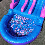 Commercial PVC dual-lane inflatable water slide for outdoor use, wet and dry inflatable slide with splash pool and blower for family parties