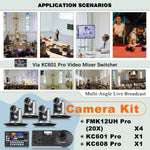 Bh640 4 * Fmk12uh Pro (20x) Sdi Hd Mi Ptz Camerabundel with 1Pc Ptz Camera Ptz Controller Joystick and 1Pc Video Mixer Switch