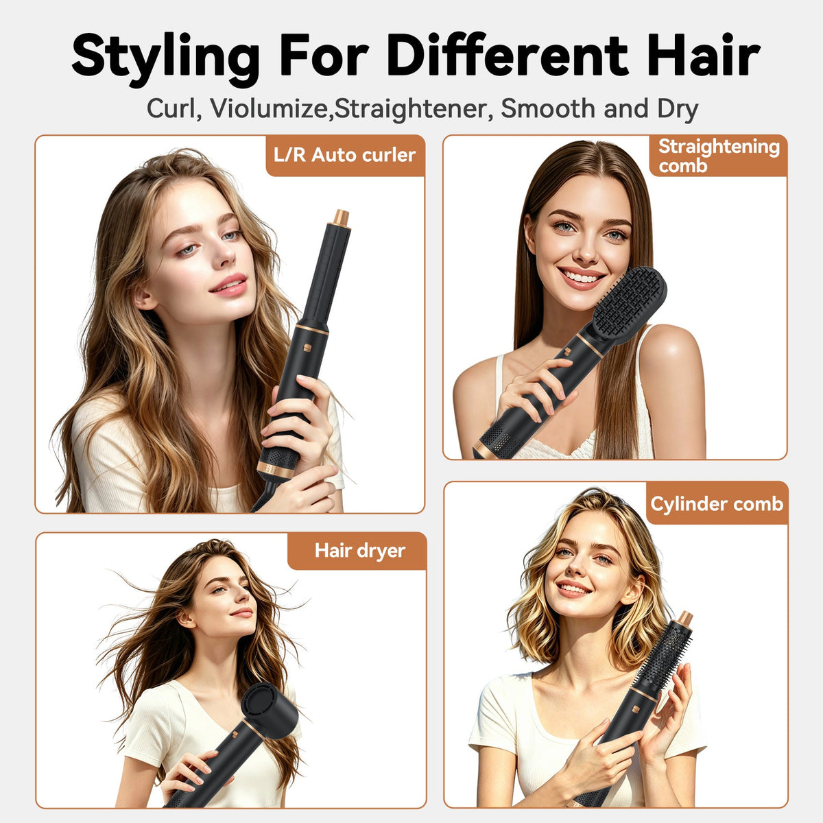 5-in-1 Haarstyler professional One Step Hair dryer for curls, styling, Multi-Styler Hot air brush Fast shipping