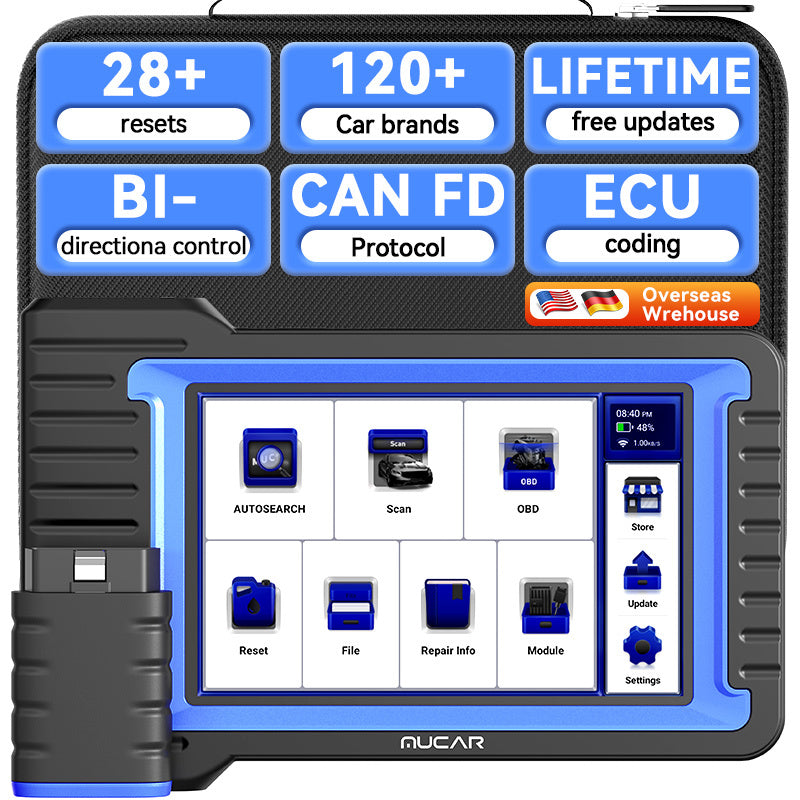 MUCAR VO7S car diagnostic tool bidirectional ECU coding OBD2 Scanner full-system diagnostics 28 Reset AutoAuth for FCA SGW