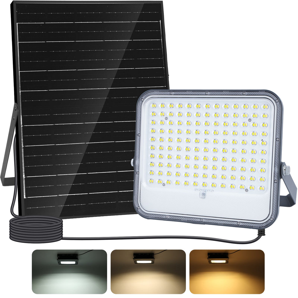 Aigostar 8433325008185 16000mAh LED-schijnwerper with remote control, large zonnepaneel, high capacity battery, Dimmable, RoH