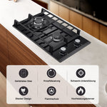 Topstrong 30Cm tempered glass gas stove cast-iron supports 5200W black built-in gas cooktop gas cooktop