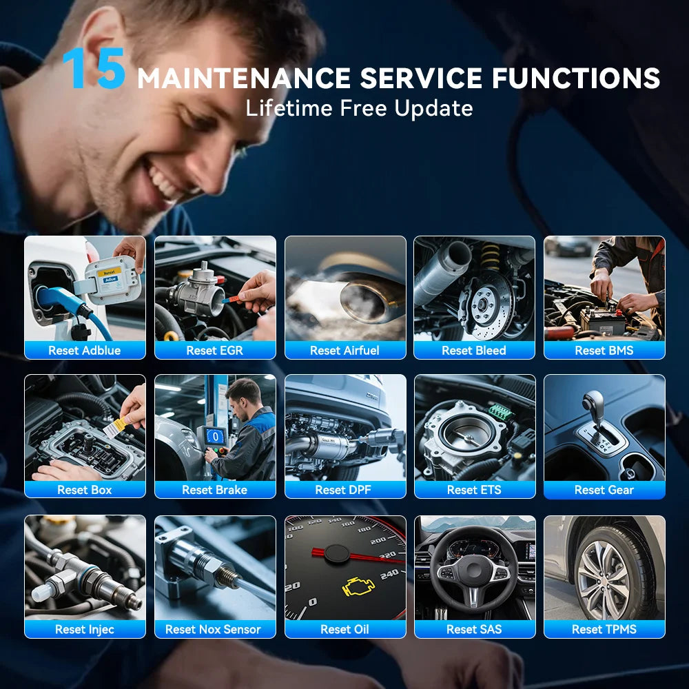 MUCAR 632 Auto AI diagnostic Scanner ECM/TCM/SRS/ABS 4 systems 15 Resets lifetime free updates Auto OBD2 CAN FD Scantool