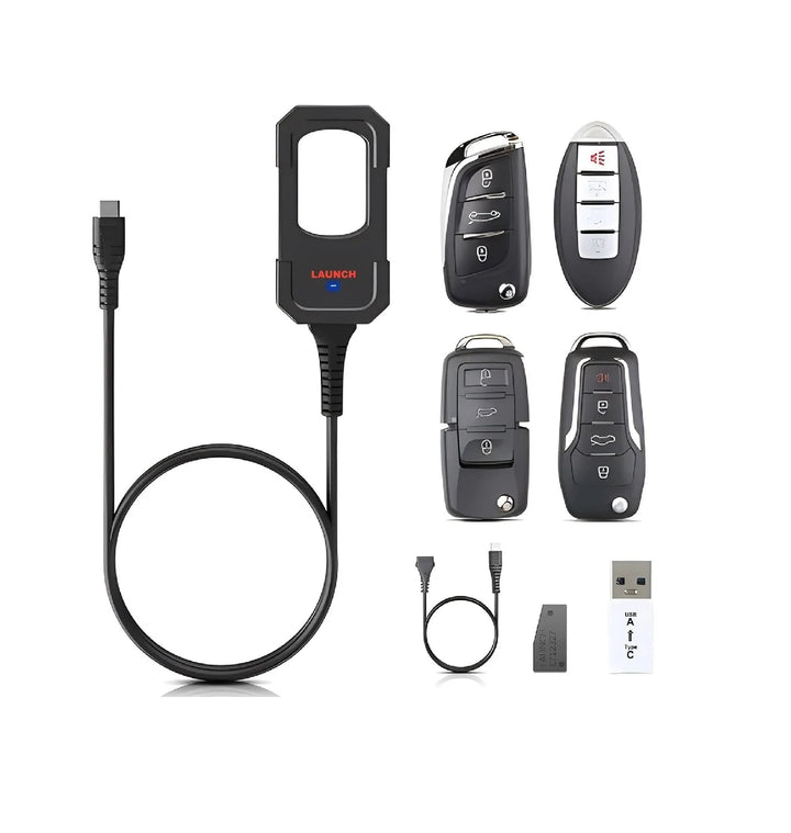 LAUNCH remote maker X431 sleutelprogrammeerapparaat with 4 universal afstandsbedieningen, 1 superchip immobiliser tool, IMMO 