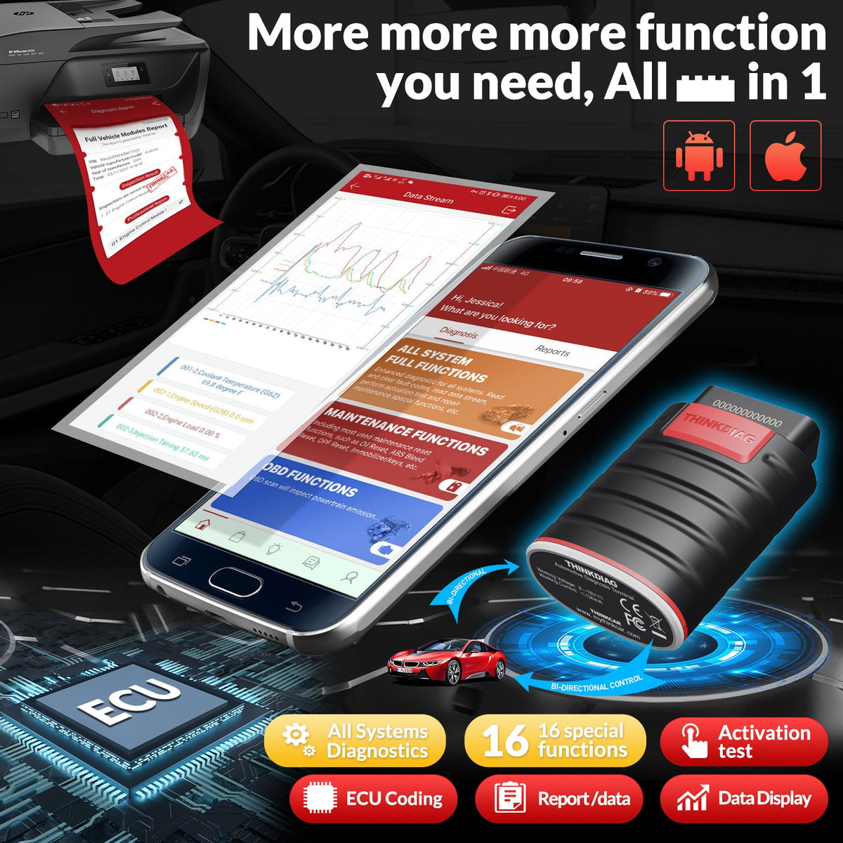 Usa EU warehouse new ThinkDiag Hetzelfde as Easydiag 3.0 X431 Bt Adapter Update Online full system OBD2 Scanner diagnostic to