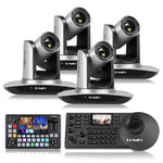 Bh640 4 * Fmk12uh Pro (20x) Sdi Hd Mi Ptz Camerabundel with 1Pc Ptz Camera Ptz Controller Joystick and 1Pc Video Mixer Switch