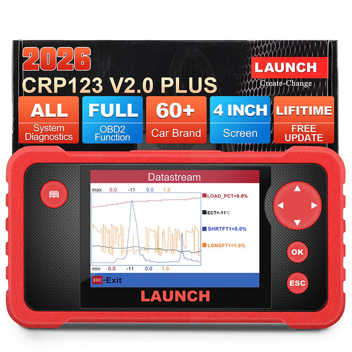 LAUNCH CRP123 V2.0 PLUS basisdiagnosetool full system OBD2 scanner with 8 reset functions, lifetime free