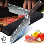 Pakkahouten handle Flexibel and handy 7CR17 stainless steel Santoku-knife