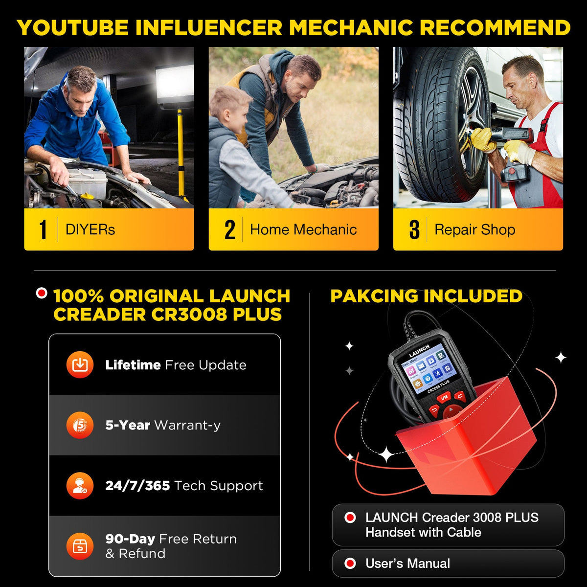Usa EU warehouse LAUNCH Cr3008 Plus OBD2 Scanner OBD2 Auto Diagnostic Tool universal full OBD2 Engine code reader free update