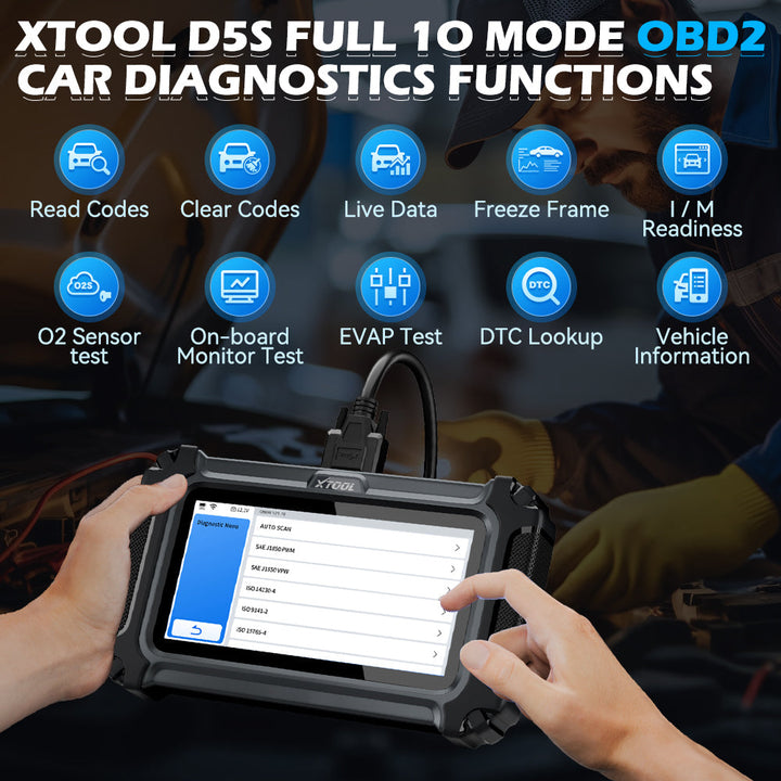 USA Stock XTOOL D5S OBD2 Scanner, 16 Resets, Car diagnostics Tool Automotive Code Reader for cars, Lifetime free update