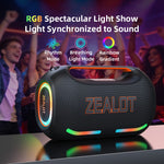 Zealot ZE41 250W portable Speaker with high power, IPX6 waterproof, Large 48000mAh battery, RGB LED lighting, Mobile Phone