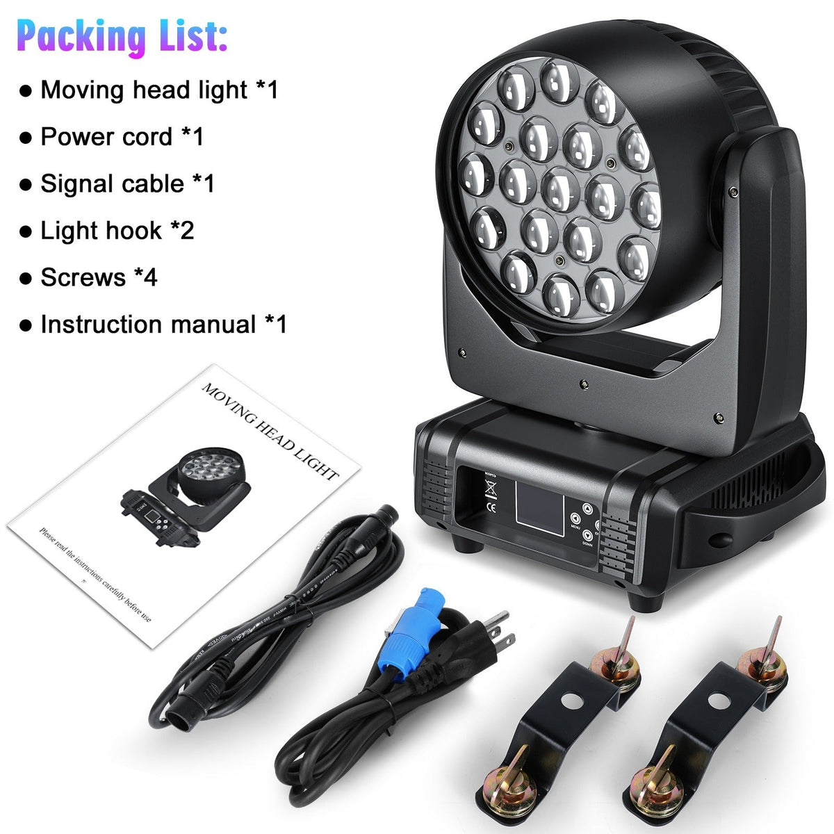 19x15W LED Moving Head light with RGBW-beamkleur and zoom-effect for clubs, bars, DJ's and discotheken
