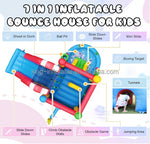 17.6x14.5x8.8FT commercial inflatable bounce-house combo 100% PVC bounce house with slide, ball pit, climbing features, basketball hoop
