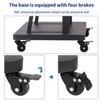 In height adjustable rolling TV floor stand with 2 tier shelves Max load 65Kg