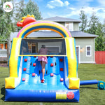 commercial PVC dual track inflatable slide for outdoor, inflatable water slide with splash pool and climbing wall