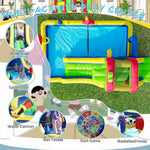 commercial Kinderfeest Natte Droge Inflatable Bounce Home Water slide Uitsmijter Combo Withsplash Pool, Klimmen, Blower, Mand, Dartboard