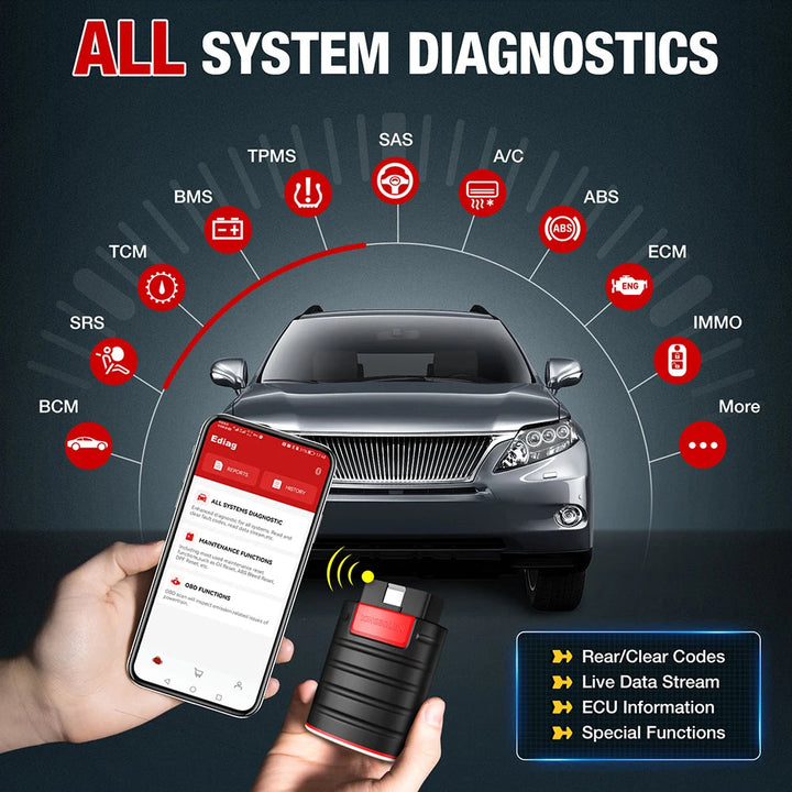 Kingbolen Ediag Obd2 Scannerall System Obdii Automotive Scanner Abs Sas Epb ECU coding Active test Car diagnostics Tools Thin