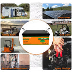 US Stock 12V LiFePO4 battery with built-in BMS 100Ah 200Ah 3000+ Deep Cycle IP54 for Maritiem, Camper, Off-grid solar-energy system