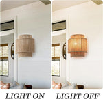 Hemp rope rattan wall light antique Asia Hotel indoor living room bedroom and office vanity modern E27 woven bedside light