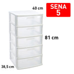 Sena storage cabinet with 5 laden, white plastic, household organisatie, durable, herbruikbaar