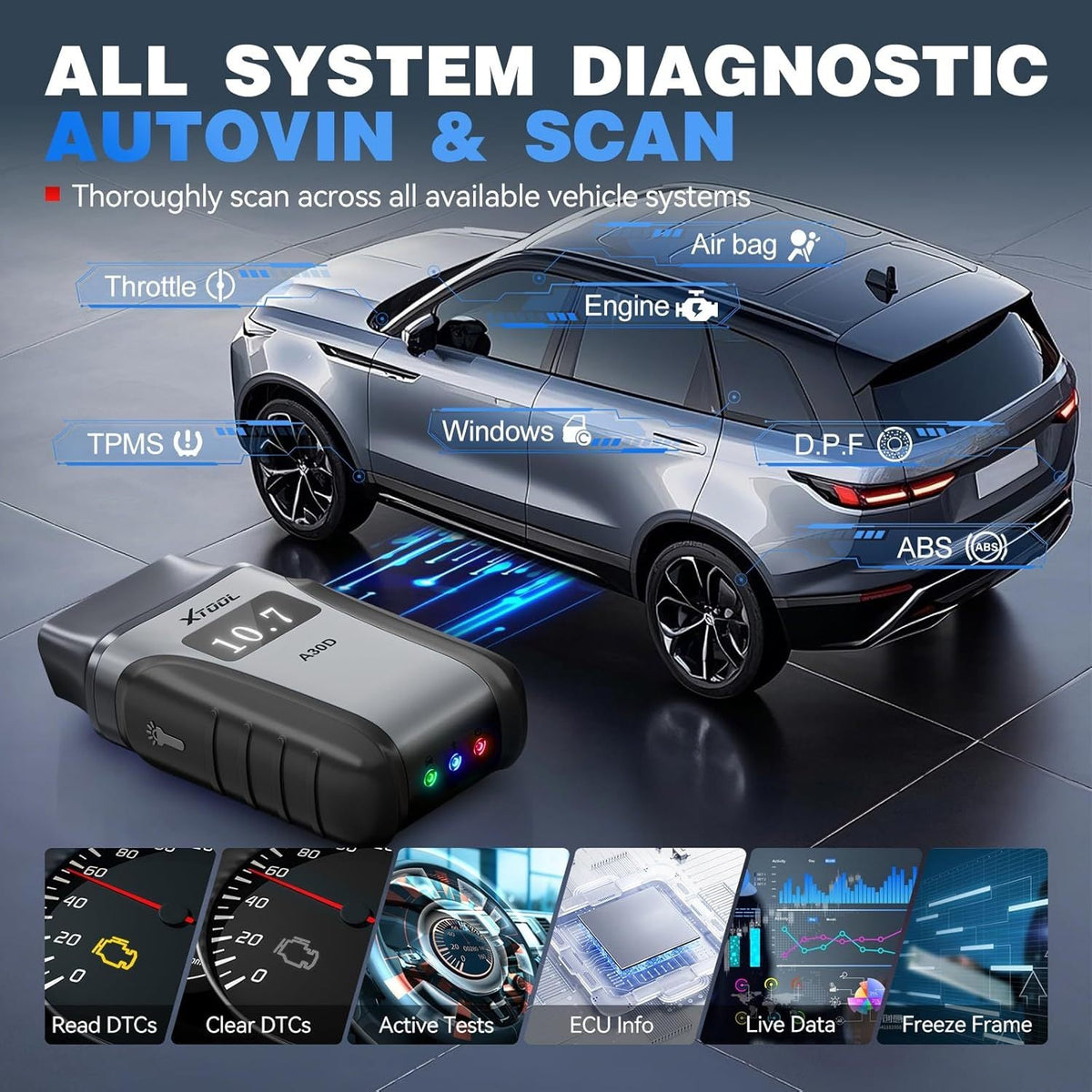 EU USA Warehouse XTOOL A30D V2.0 car diagnostics device Auto Motor code reader diagnostic tool with 19+ Reset functions free 