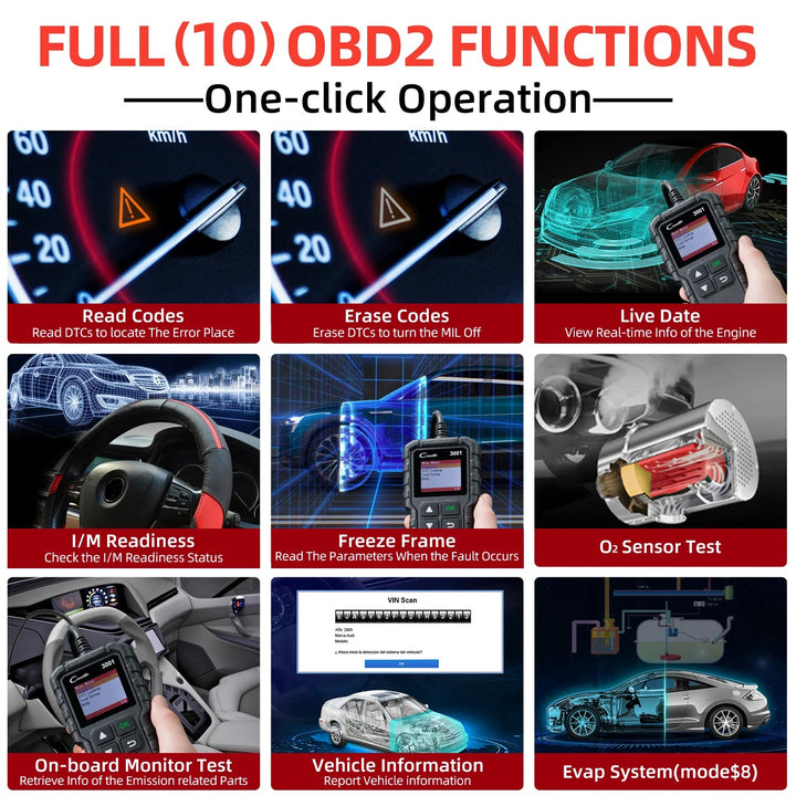 LAUNCH Amazon Best Seller 2026 Creader3001 diagnostic tool for All Cars, Engine Fault Code scanner, free updates, professiona