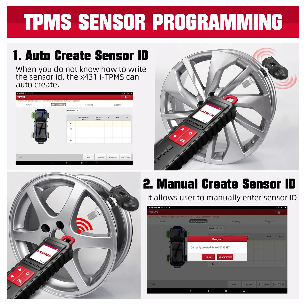 Launch X431 ITPMS TSGUN bandenspanningsdetector-app, app-gebaseerde TPMS-tool for Android