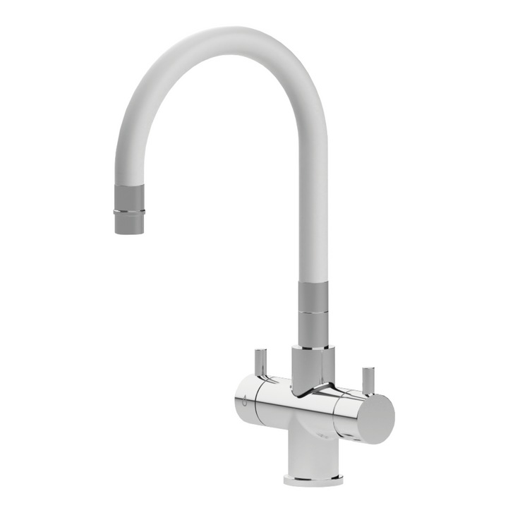 Puritek Snake kitchen faucet under the window - Minimalistisch flexibel stainless steel 3-road model 330956-CW Italy