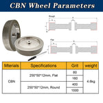 REZZ 250x50x12mm Platte Round Kant Electrolytic Coated Bond CBN Grinding wheel Knives Slijpen CBN Schijf for T7 T8 Workbench Slijpmachine