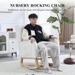 Oversized white Teddy Gestoffeerd glider Rocker footrest With side pocket Accent reading chair For living room