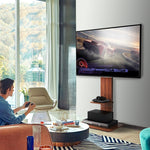 In height adjustable wooden Tv Floor stand Bracket With wooden Planken For 32-65 Inch