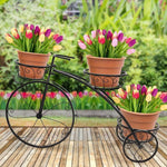 3-tier bicycle plant stand iron tricycle flower pot holder house garden patio decor