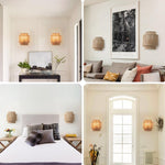 Hemp rope rattan wall light antique Asia Hotel indoor living room bedroom and office vanity modern E27 woven bedside light