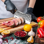7 inch butcher knife, meat cleaver, chef knife with sheath, zwaar uitgevoerd beenhakmes with full gevormd wooden handle
