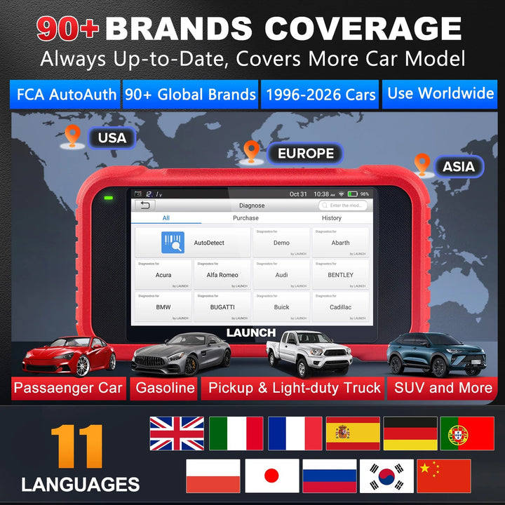 LAUNCH 2026 CRP129E V2.0 OBD2 Scanner Diagnostic tool New Code reader with 12 Resets Lifetime free update