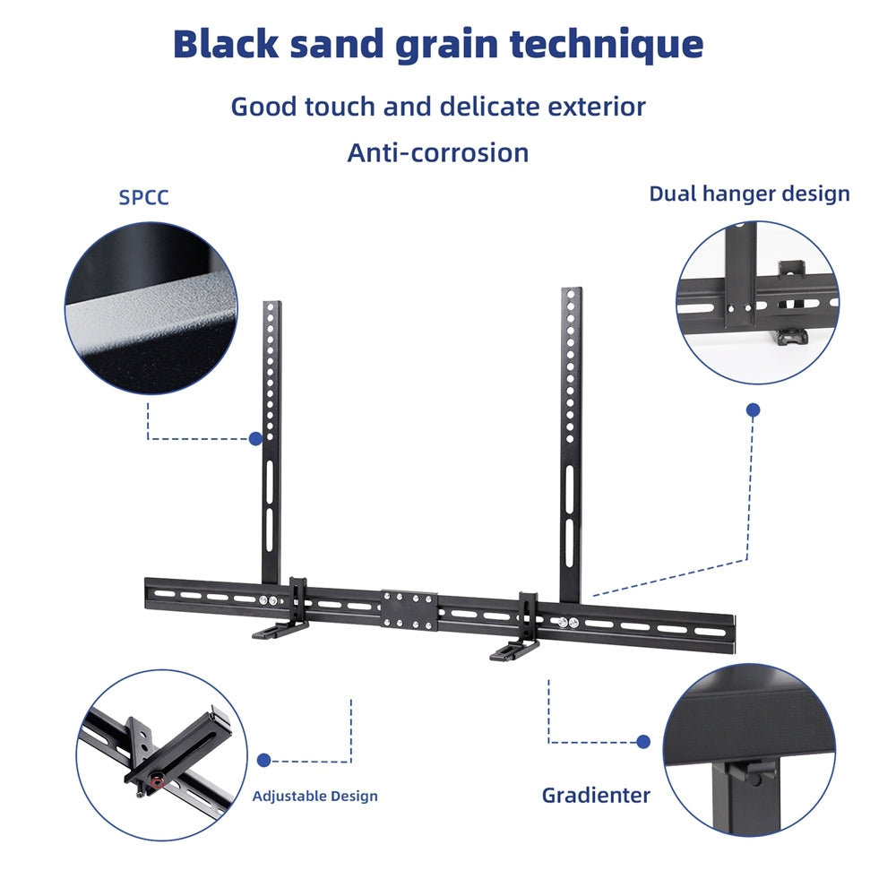 UNHO universal soundbar brackets under the TV, Soundbar TV bracket suitable for Soundbars with or without holes soundbar bracket for Sonos, LG