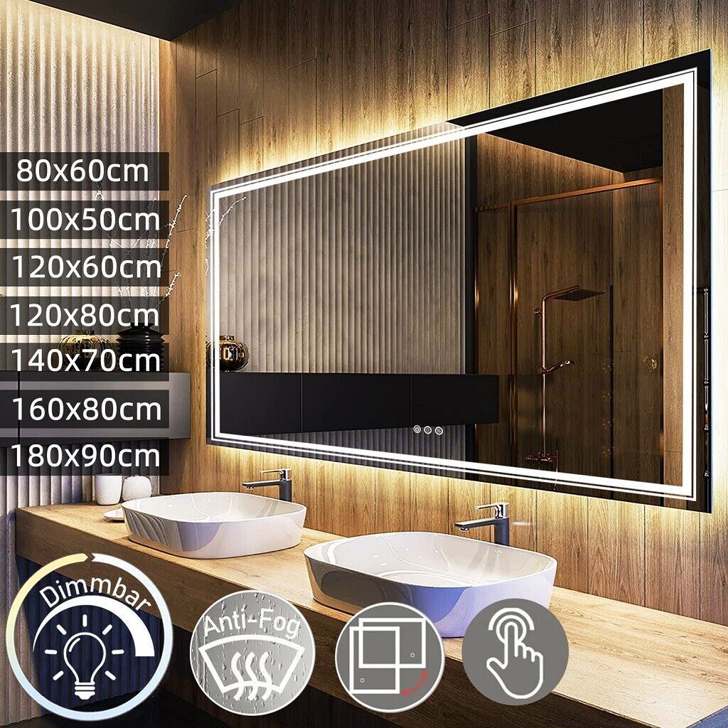 Wandspiegel with large dimensions, smart LED-lighting, dual lighting, dimmable, suitable for bathroom, salon and beauty, .