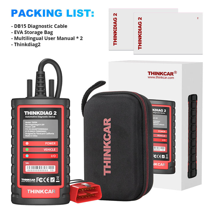 Thinkdiag 2 OBD2 Diagnostics Scanner CAN FD DOIP Code reader ECU Reset Tool 12V Vehicles 1 Year Software