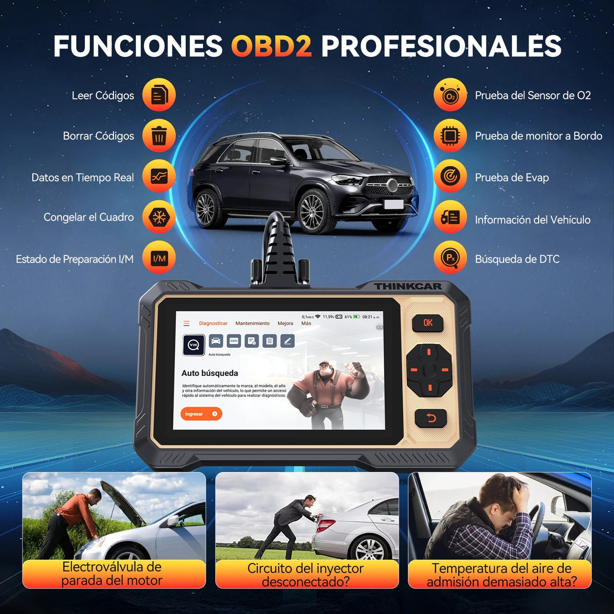 THINKCAR ThinkScan 662 Tools the diagnostic Automotive with Display the 62 Inches Y 12 Resets can Fd