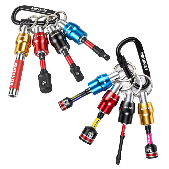 Germany warehouse Geinxurn Quick-Release Drill Chuck Keychain set, 1/4 Inch Hex Screwdriver Bit Adapter with Keychain