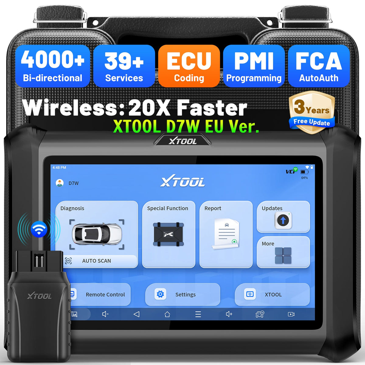EU Stock XTOO D7W EU car diagnostic tool ABS code reader OBD2 Scanner for All Cars with key programming 39+ Reset