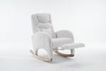 Adjustable modern schommelstoel for kinderkamer, Teddy ivoor, massief wood, comfortabele footrest, meubels for living room
