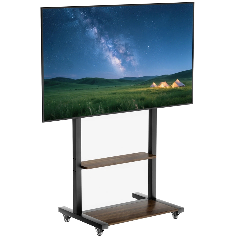 Rolling tv-floor stand for 40-100 inch LCD LED-screen TV-car with wheels, in height adjustable