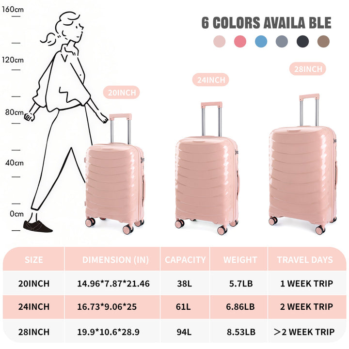 Chique & Luxury Pink Luggage Sets: 20/24/28 Reiskoffers Premium Designer Luggage & with Quiet Spinner Wheels Suitcase Trolley