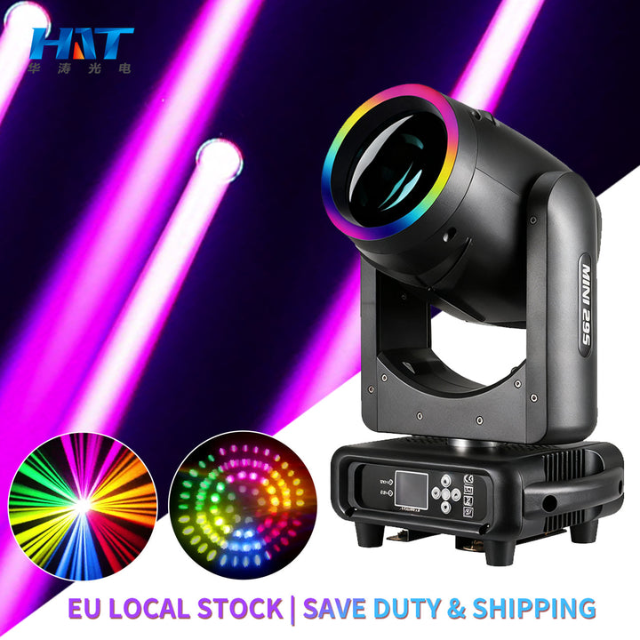 on stock European warehouse Professional lighting Moving head stage lighting Beam 295 DJ-lighting Mini with RGB LED-ring