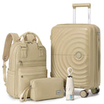 Elegant purple luggage set with 20 inch carry-on, backpack, bag & umbrella, lightweight hardcase suitcase with 360 degree wheels ° swivel wheels